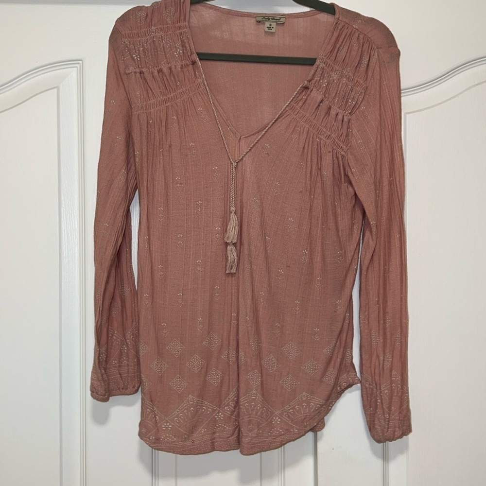 Lucky Brand Women's Smocked Peasant Blouse - Small